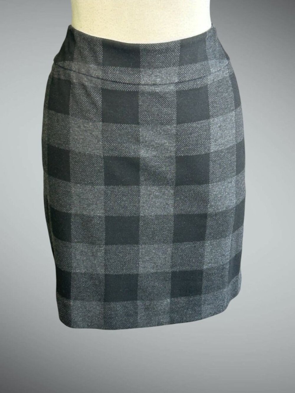 Halogen Black Gray Buffalo Check Pencil Skirt Size 14